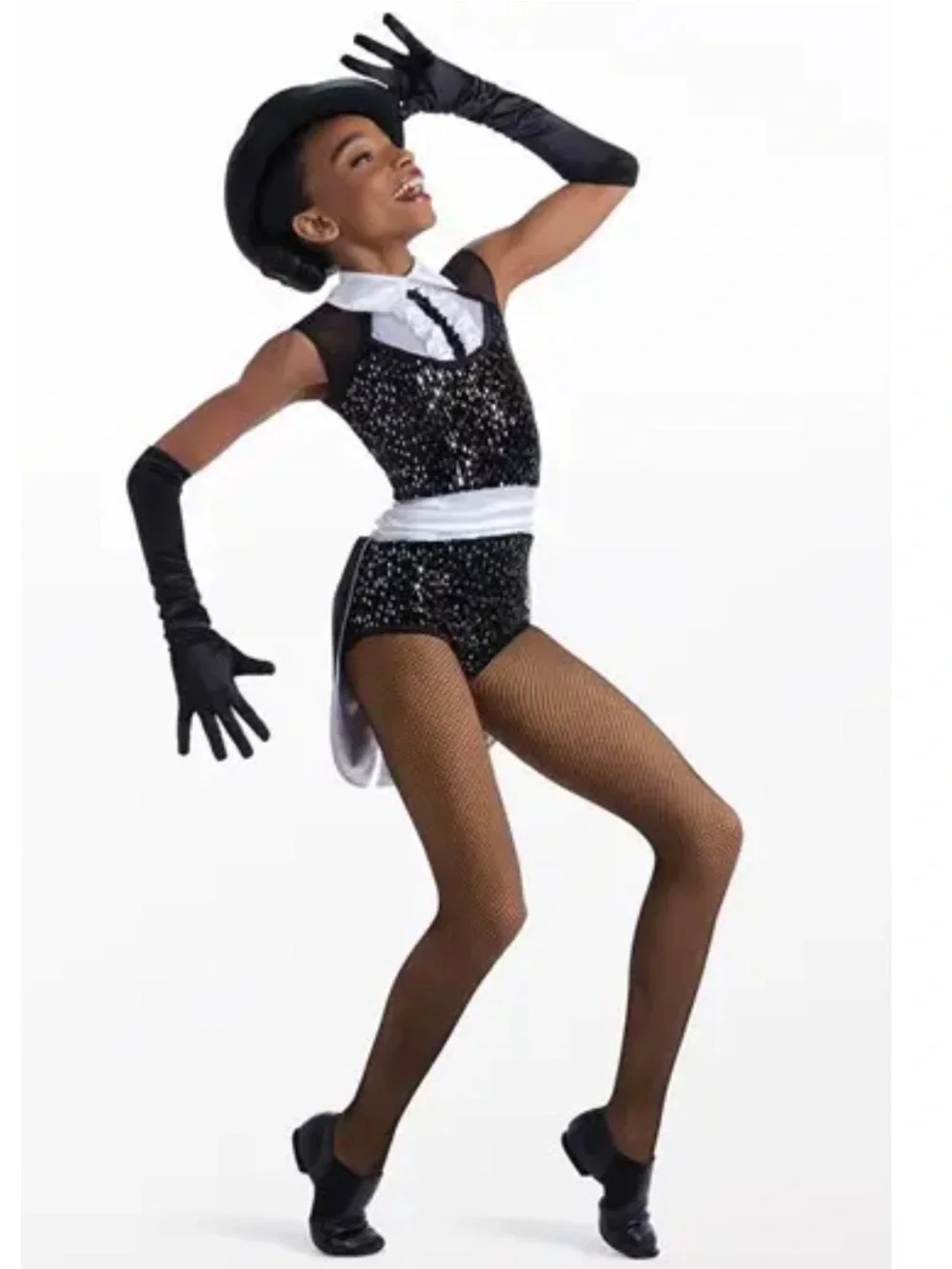 Weissman Showtime “Sh-Boom” 15142 IC Black White Dance Costume + Opera Gloves